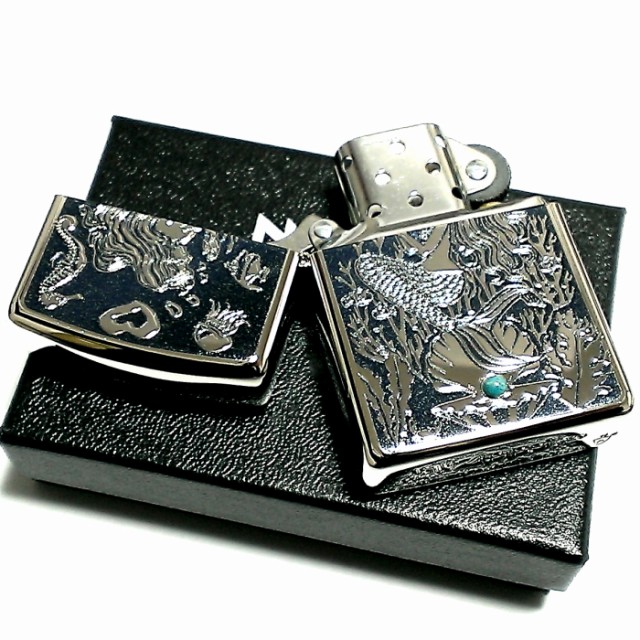 ZIPPO アーマー ジッポ シルバー＆ブルー 鏡面 マーメイド