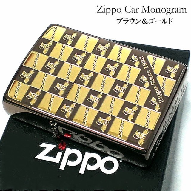 ZIPPO ライター ジッポカー モノグラム ジッポ 車 ブラウン＆ゴールド 