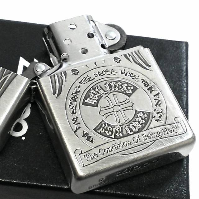 ZIPPO ライター クロス シルバー ジッポ スクラッチ加工 エンジェル 古