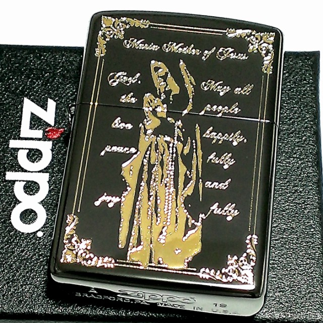 ZIPPO ライター マリア ジッポ ブラックニッケル 黒金 エッチング 