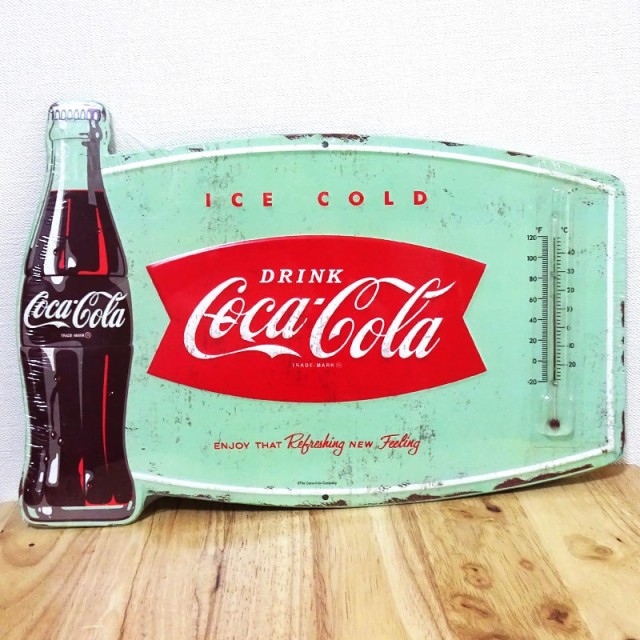 ブリキ看板 コカコーラ 温度計 エンボスメタルサイン COCA-COLA ICE