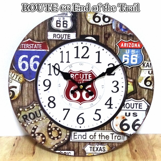 掛時計 Route66 End of the Trail ビンテージ ルート66 カラフル