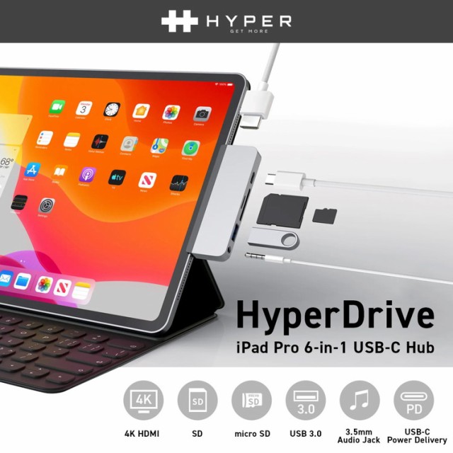 特価大特価 HyperDrive iPad Pro専用 6in1 USB-C Hub 最新iPad Pro対応 拡張 6ポート 4K高画質 持ち運びに便利 PD機能 HDMI変換アダプター USB 3.1ポの通販はau PAY マーケット - DRESCCO|商品ロットナンバー:496933991 爆買い100%新品