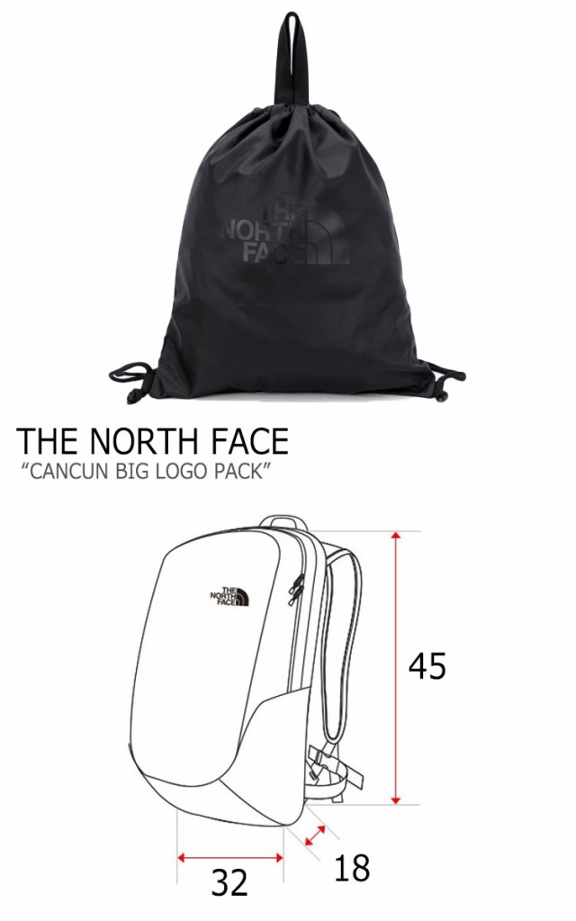 ノースフェイス リュック THE NORTH FACE CANCUN BIG LOGO PACK カンクン ビッグ ロゴ パック BLACK