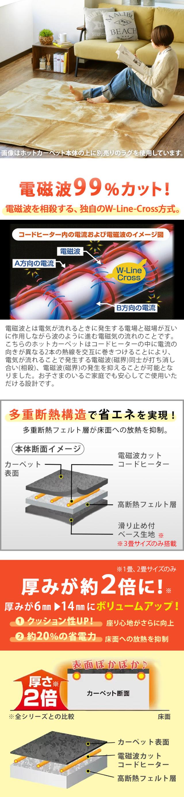 【選べる2大特典付】 ホットカーペット 2畳 電磁波カット zenken ゼンケン 電気ホットカーペット 単体 《2畳タイプ》 ZCB-20S 本体 ミニ ラグなし カバーなし マット 一人暮らし 磁界99％カット あったか 暖房器具 暖房 カーペット 送料無料 P10倍