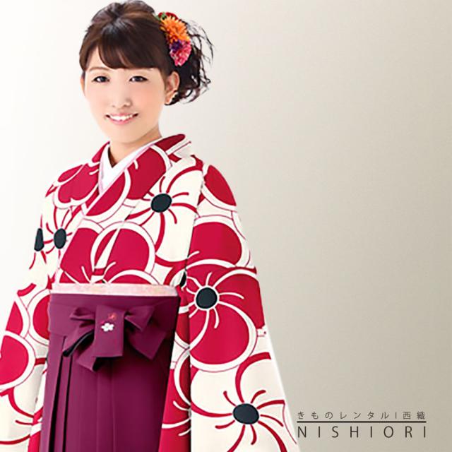 二尺袖着物 刺繍袴 レンタル 貸衣装 Mサイズ 小学生 対応可 赤白