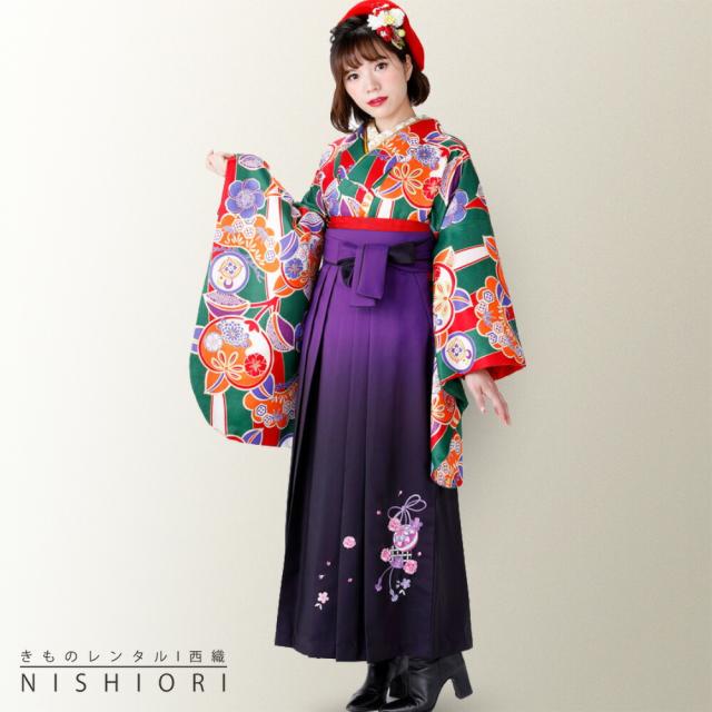 和遊日 二尺袖 着物 袴 レンタル 貸衣装 Sサイズ 小学生 対応可 紫 緑 ブーツ選択可 和遊日 二尺袖 着物 袴 レンタル 貸衣装 Sサイズ 小学生 対応可 紫 緑