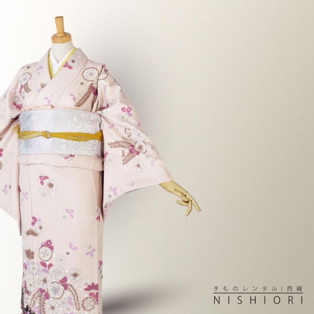 訪問着 レンタル 着物 貸衣装 フルセット 薄紫 えんじ 辻が花風 萩No