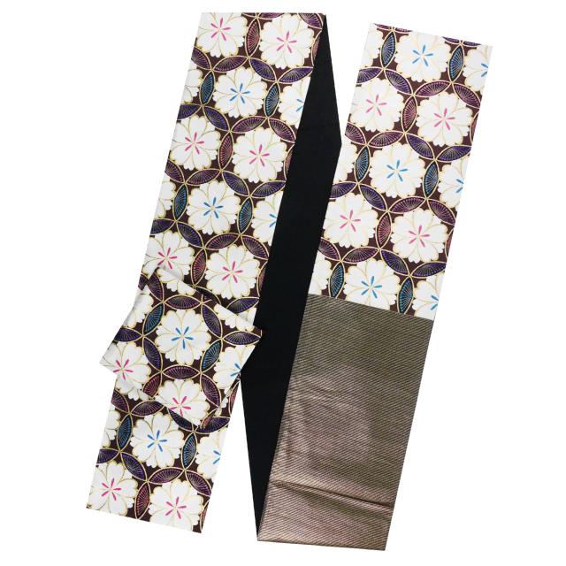 西陣 帯 袋帯【ワイン 桜 ホワイト】 西陣織 お仕立て上がり シルク