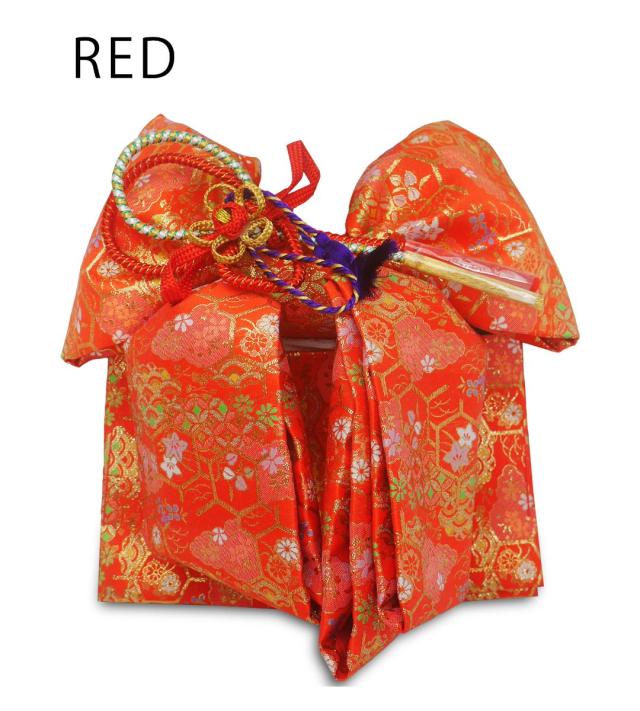 赤い絹の結び帯セット 赤と白の結び帯セット