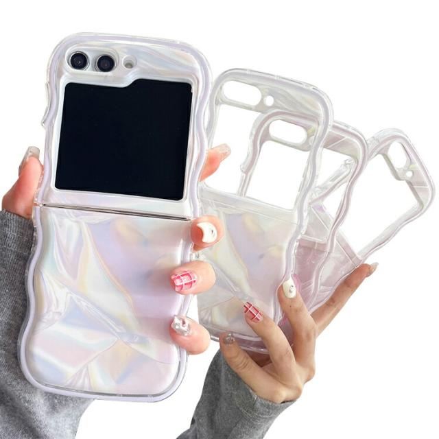 ケース Galaxy Z Flip6 透明 軽量 薄型 幻彩 3D 貝殻紋 彩色図案