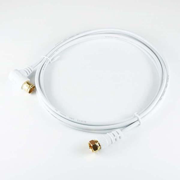 4K8K対応地デジBSflコード同軸ケーブルテレビ接続ケーブルS-2.5C-FB極細アンテナケーブル3mL字差込式/ネジ式コネクタ白ホーリック