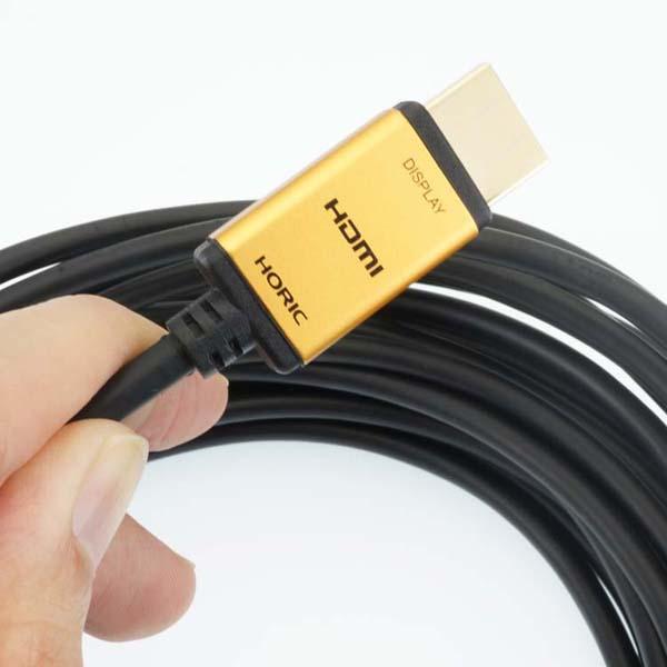 4K／60p対応光ファイバーケーブル薄型ヘッド長距離メタルヘッドHDR対応18G対応光ファイバーHDMIケーブル3D光ファイバーHDMIケーブル50mスタンダードタイプゴールド／黒ホーリック 