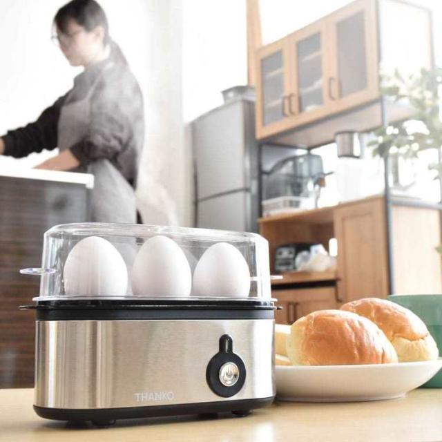 THANKOサンコーSUFAEGSSL蒸し器エッグスチーマーゆで卵スチームクッカーゆで卵メーカー高速調理簡単エッグスチーマーシルバーサンコー 