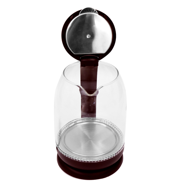 電気ケトルケトルガラス沸かすたっぷりポット電気ポット高速一人暮らしコーヒー1.7Lガラス電気ケトルダークブラウン