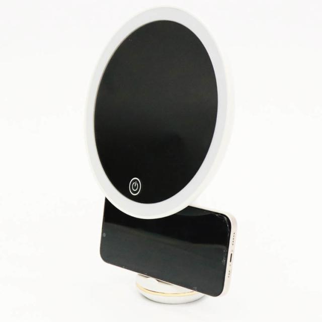 スタンドミラーミラーLEDフェイス顔ライト照明【SAFRON】LEDライトスタンドミラー 