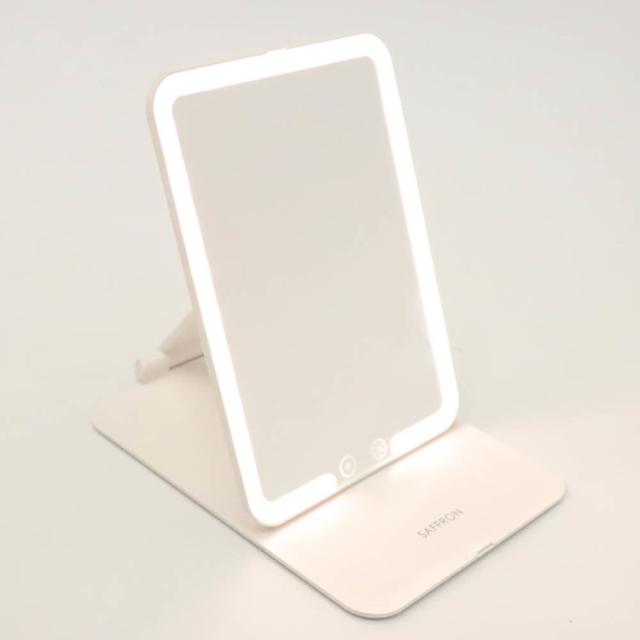 折りたたみLEDミラーミラーLEDフェイス顔ライト照明美容角型折りたたみ【SAFFRON】折りたたみLEDミラー(角型)
