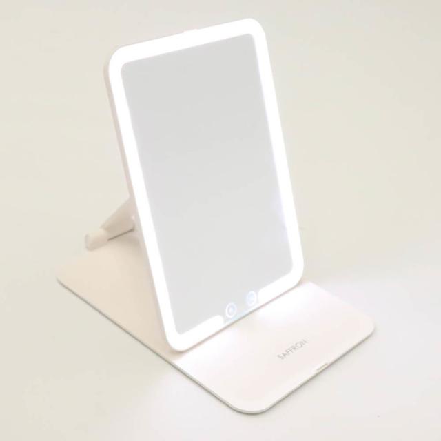 折りたたみLEDミラーミラーLEDフェイス顔ライト照明美容角型折りたたみ【SAFFRON】折りたたみLEDミラー(角型)