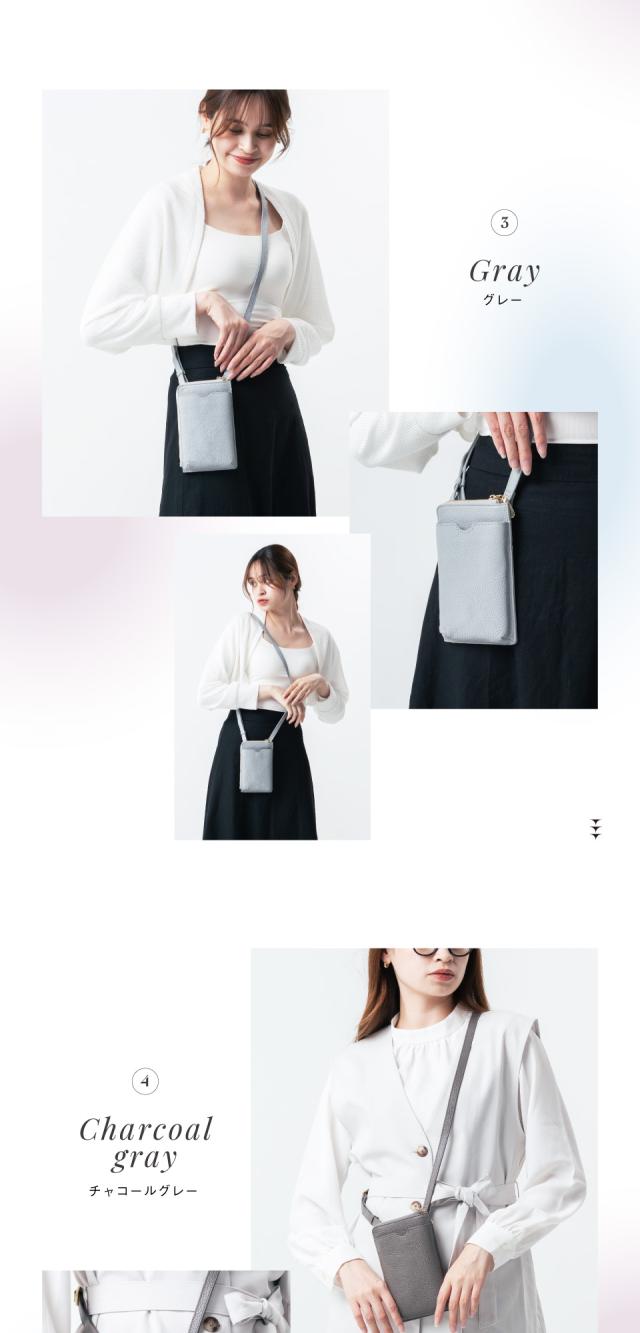 b1368 フルグレイン シュリンクレザー L字ファスナー財布付き スマホショルダー