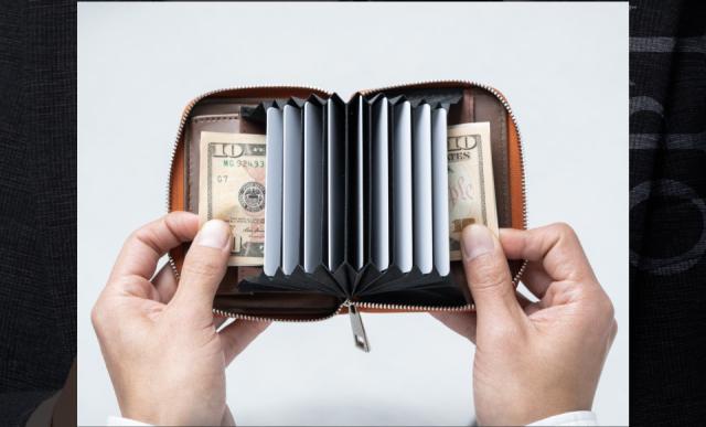 m8724 【MURA】リサイクルPUレザー じゃばら式 メンズ 二つ折り ミニ財布