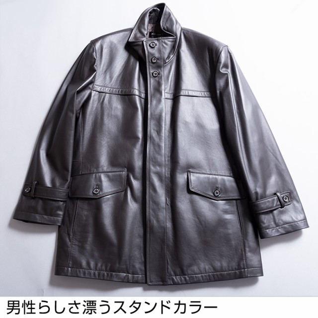 レザー ショートコート ジャケット メンズ ラムレザー 高級ラム 羊革 スタンドカラー JEAN-LOUIS SCHERRER PARIS  ジャン・ルイ・シェレル