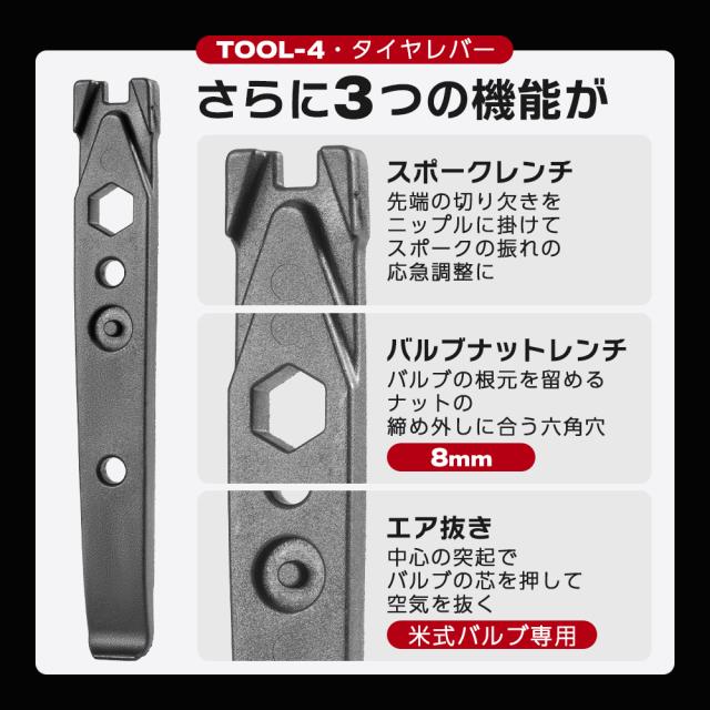 タイヤレバーつき携帯マルチツール