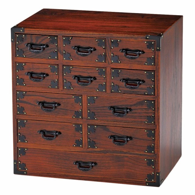 東出漆器 漆塗金具付五段十一引 6713【メーカー直送】き・銀行振込前払い・同梱 - 0