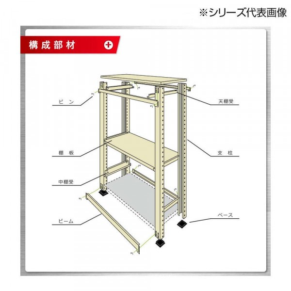 中量ラック 耐荷重300kgタイプ 単体 間口1200×奥行600×高さ900mm 3段