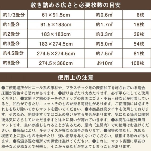 敷き詰める広さをあらかじめご確認ください。