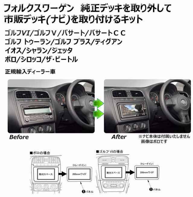 VW ゴルフ5 H16/6~H21/4用 GTI用 H19/1~H21/8 2DINワイドナビ取付キット オーディオ/パネル  GE-VW202WGの通販はau PAY マーケット - パネル王国 | au PAY マーケット－通販サイト