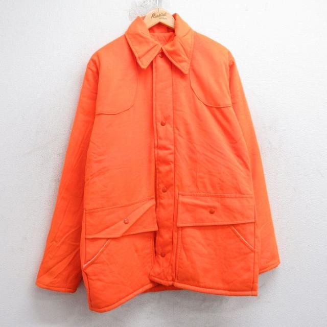 古着 長袖 ハンティング ジャケット メンズ 80年代 80s ロング丈 オレン