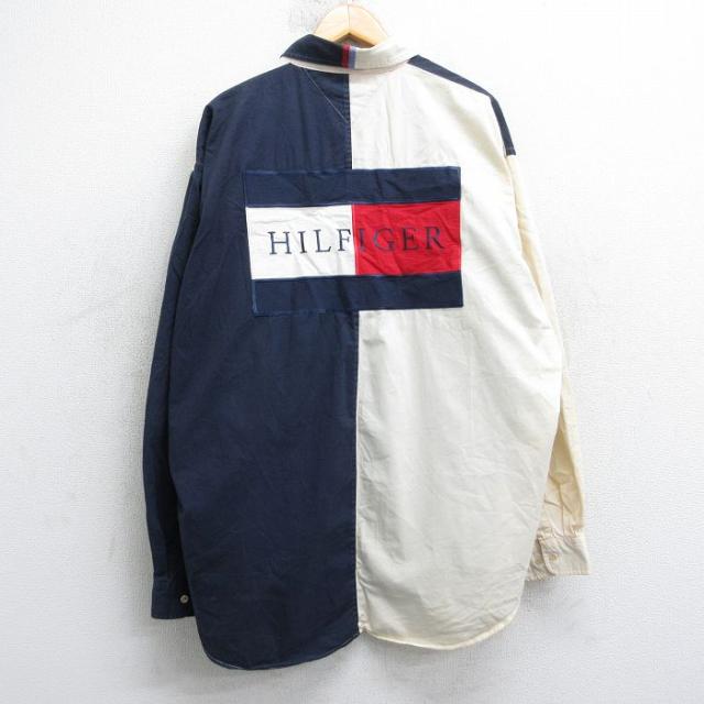 古着 トミーヒルフィガー 長袖 ブランド シャツ メンズ 90年代 90s ビッ