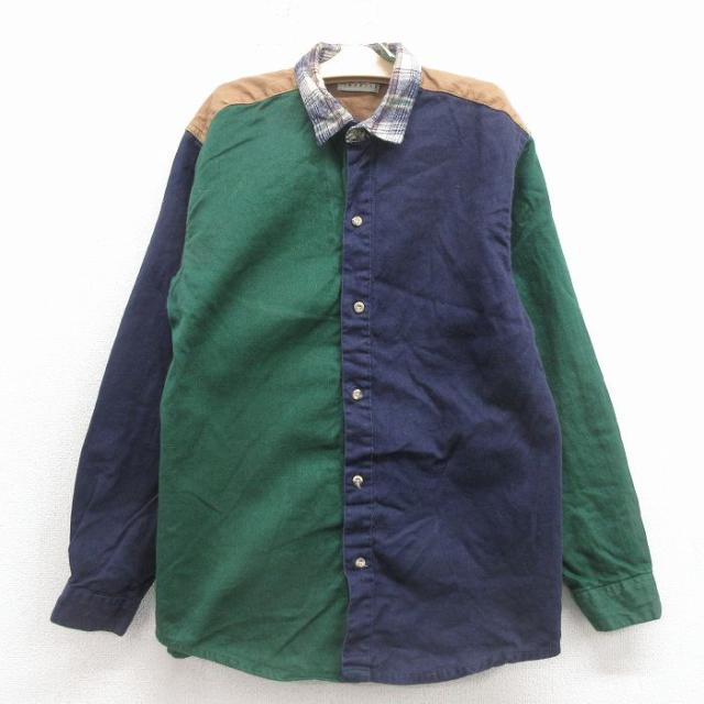古着 長袖 シャツ キッズ 子供服 00年代 00s クレイジーパターン 紺他 