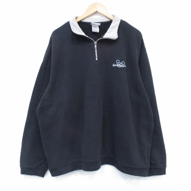 古着 長袖 ハーフジップ スウェット メンズ 00年代 00s ディズニー 大き