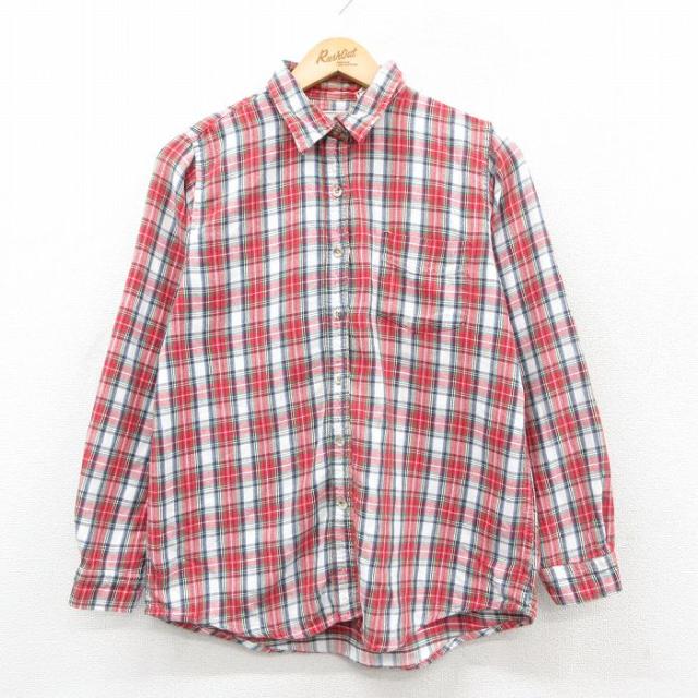 古着 エルエルビーン 長袖 シャツ レディース 90年代 90s コットン 赤他
