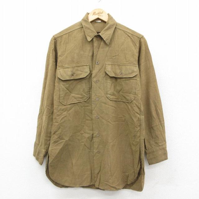古着 長袖 ビンテージ ミリタリー シャツ メンズ 40年代 40s ウール 濃