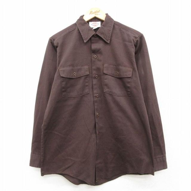 古着 ディッキーズ 長袖 ワーク シャツ メンズ 90年代 90s USA製 こ