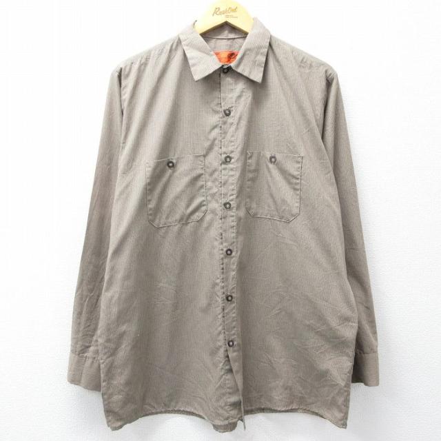 古着 レッドキャップ 長袖 ワーク シャツ メンズ 00年代 00s ベージュ 