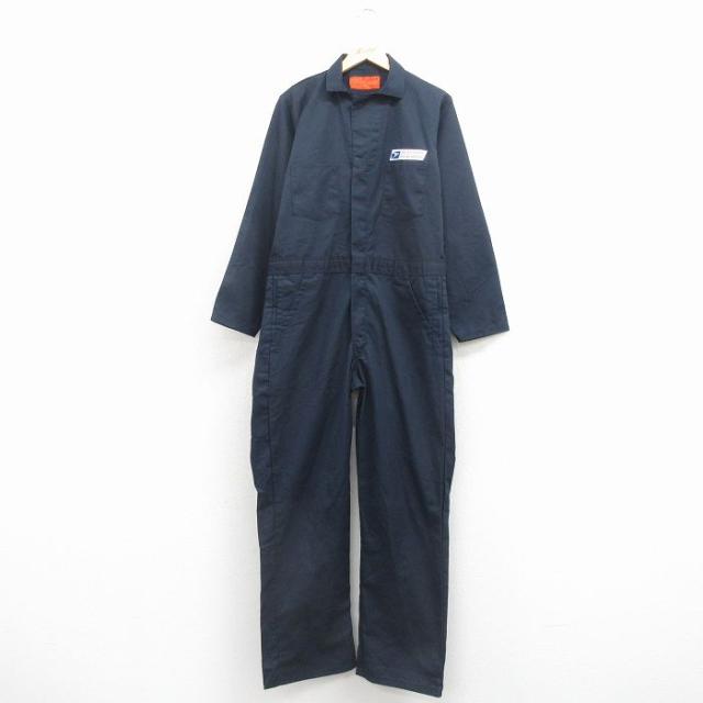 古着 長袖 ワーク ツナギ メンズ 郵便局 紺 26mar13 中古