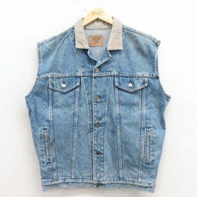 古着 ギャップ GAP デニム ベスト メンズ 90年代 90s 襟コーデュロイ