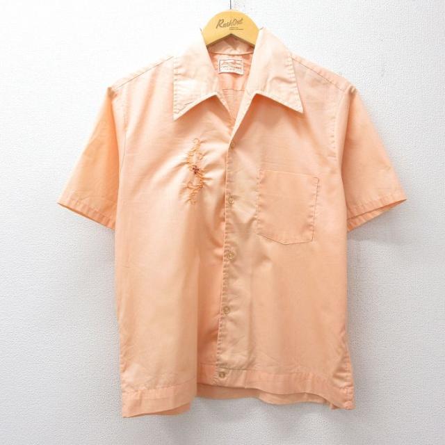 古着 バンヒューセン 半袖 シャツ メンズ 70年代 70s ユリの紋章 オレン