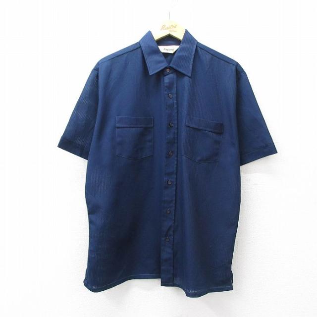 古着 半袖 シャツ メンズ 70年代 70s 紺 26apr27 中古