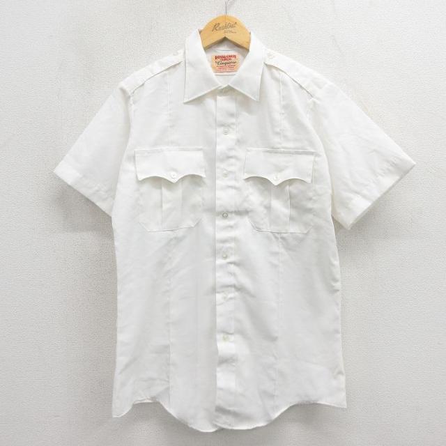 古着 半袖 ワーク シャツ メンズ 80年代 80s ロング丈 USA製 白 2