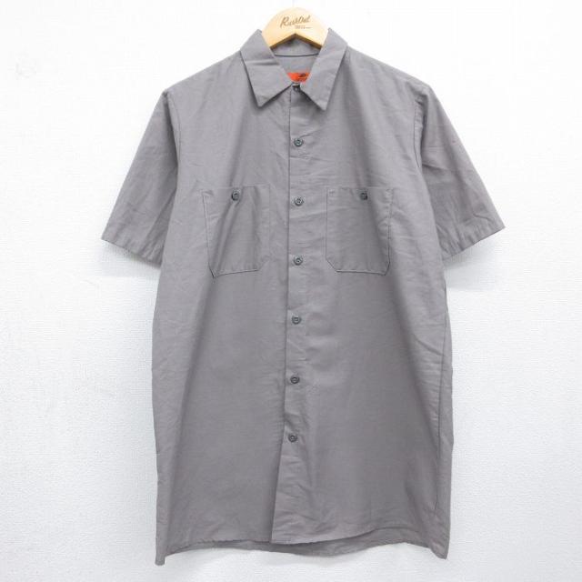 古着 レッドキャップ 半袖 ワーク シャツ メンズ MMHS グレー 26may