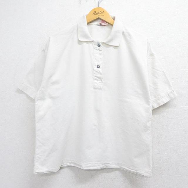 古着 半袖 ポロ シャツ レディース 90年代 90s コットン ホワイト 26
