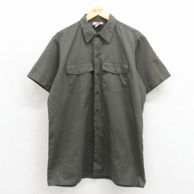 古着 ディッキーズ 半袖 ワーク シャツ メンズ 90年代 90s ロング丈 U