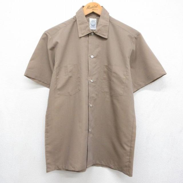 古着 半袖 ビンテージ シャツ メンズ 70年代 70s ブラウン 26jun0