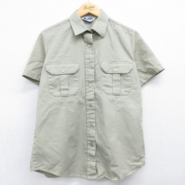 古着 半袖 ワーク シャツ レディース 80年代 80s USA製 ベージュ 2