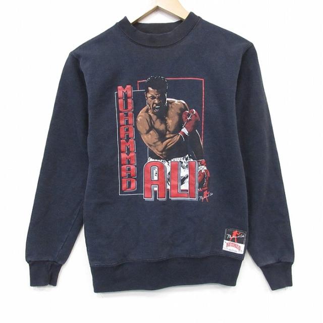 古着 長袖 スウェット メンズ 90年代 90s モハメドアリ クルーネック ブ