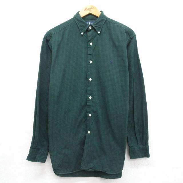 古着 ラルフローレン 長袖 ブランド シャツ メンズ 90年代 90s ワンポイ